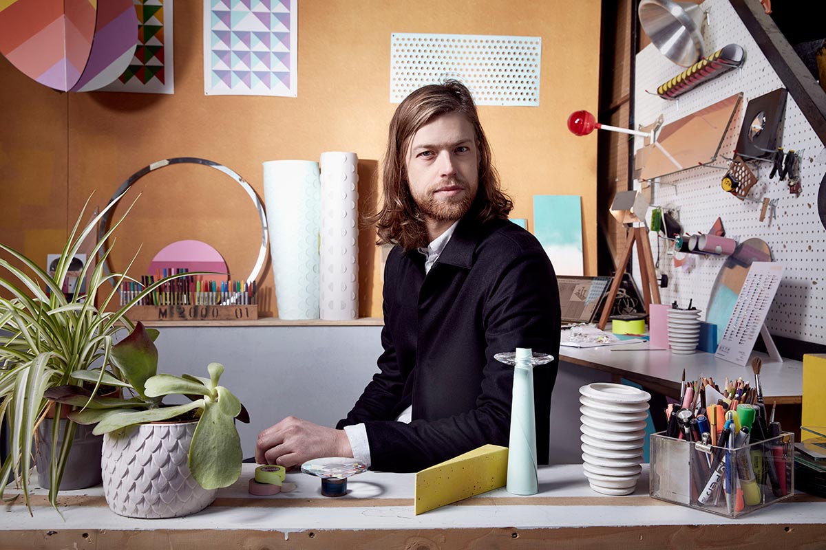 The Norwegian-born designer loves playing with geometry and colours for his creations.