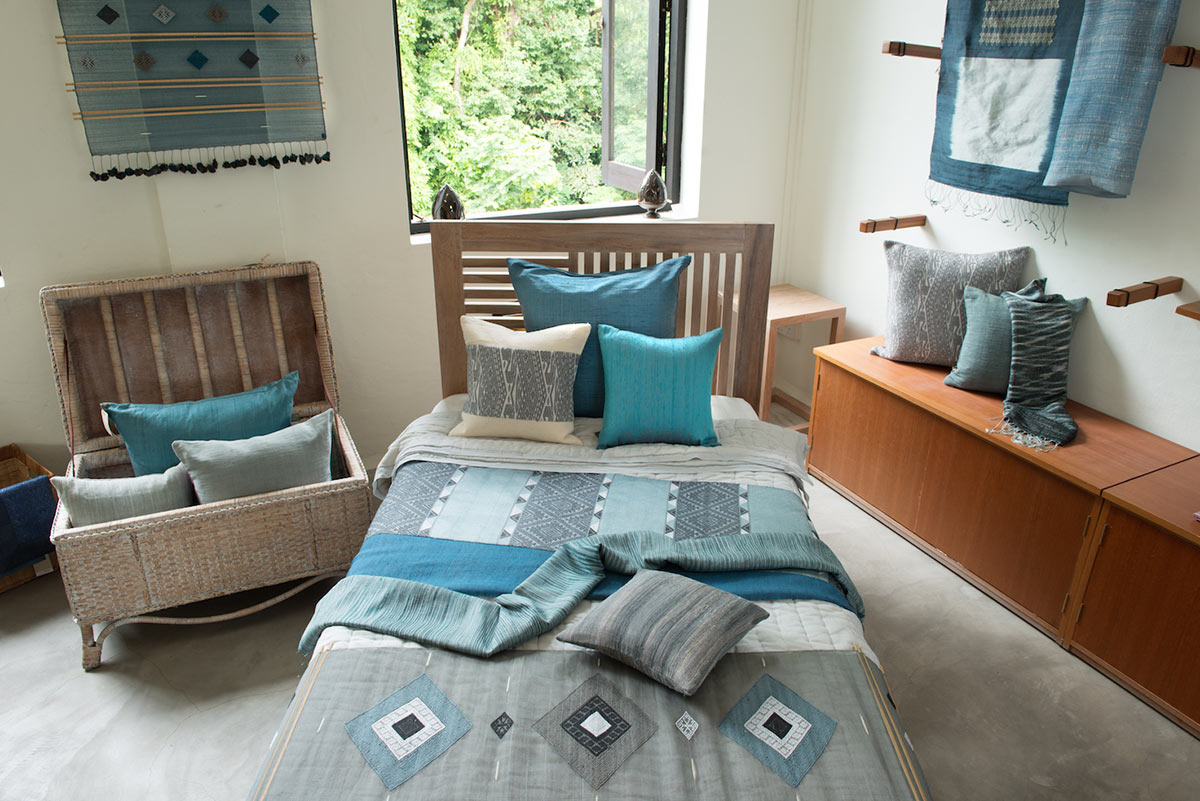 Emiko's collections comprise of well-coordinated soft furnishings like cushion covers, bedspreads and even wall art. 