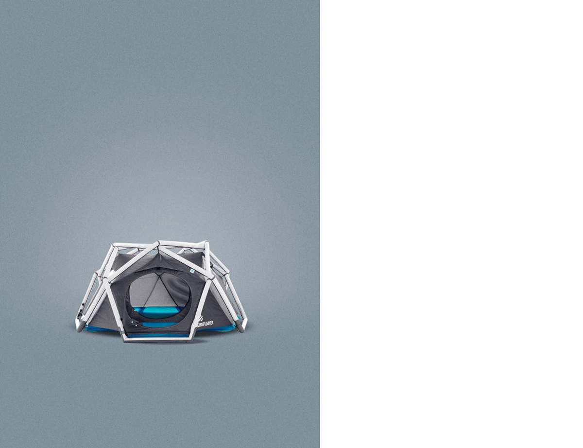 The Cave, an inflatable tent Noto designed for Portuguese start-up Heimplanet, features an inflatable exoskeleton that provides maximum stability.