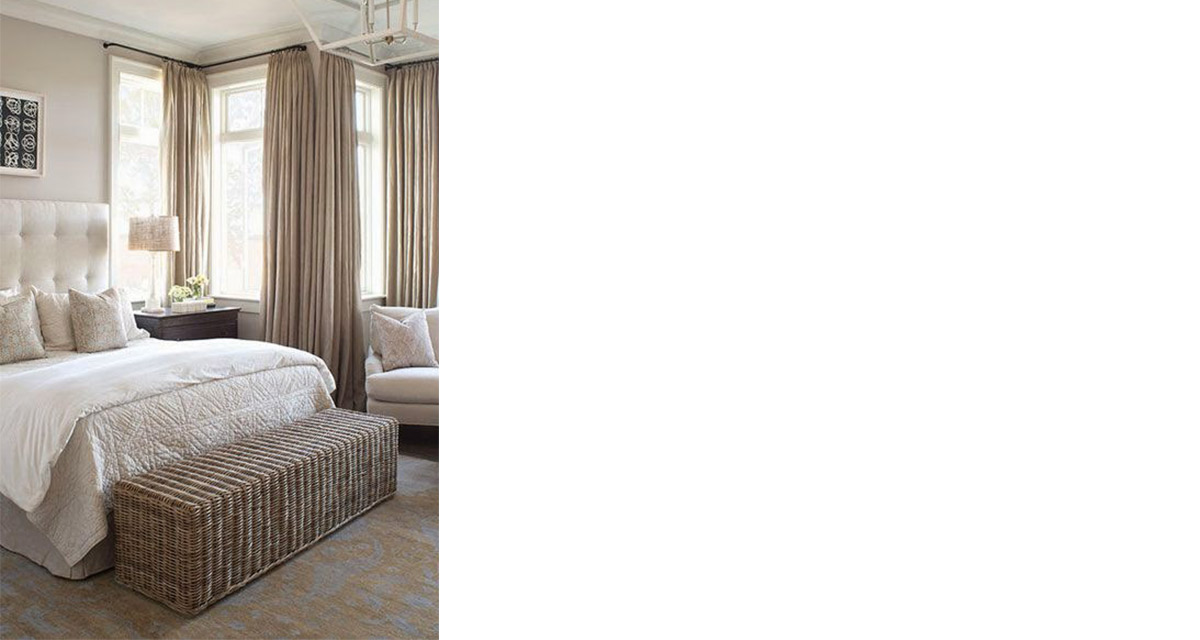 Beige Bedroom with Gold Contrasting Curtains