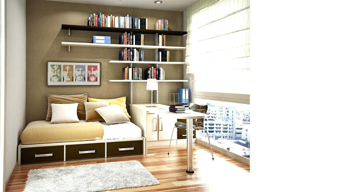 Neat Bedroom Organised with Floating Shelves