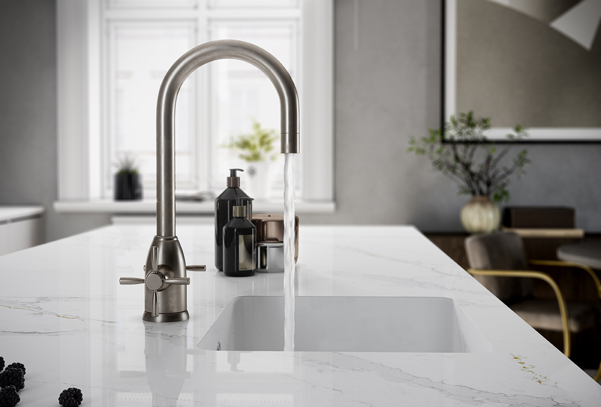 SquareRooms-Silestone-Calacatta-Gold-sink-tap-water-countertop-marble-look-quartz