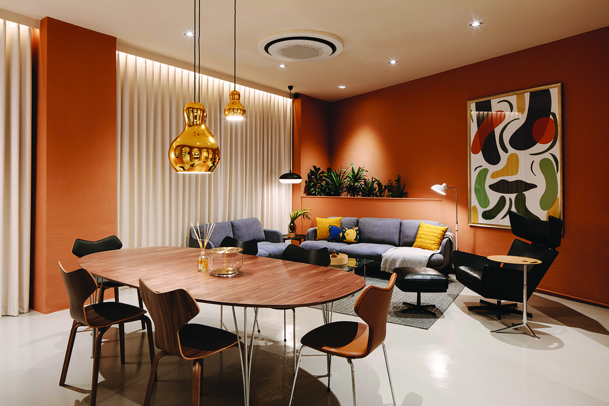 squarerooms-fritz-hansen-lighting-dining-room-orange-bright-colourful-eclectic