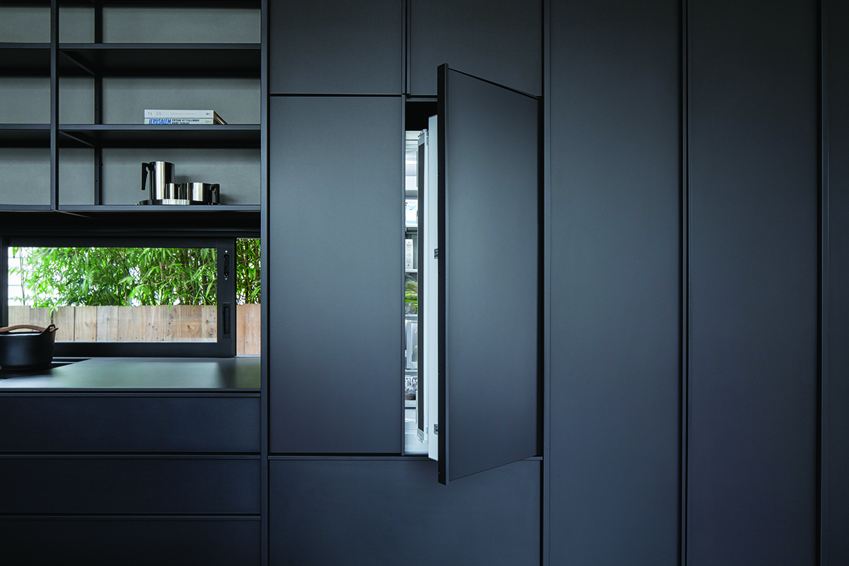 squarerooms-fisher-and-paykel-kitchen-dark-black-sleek-cabinet-open