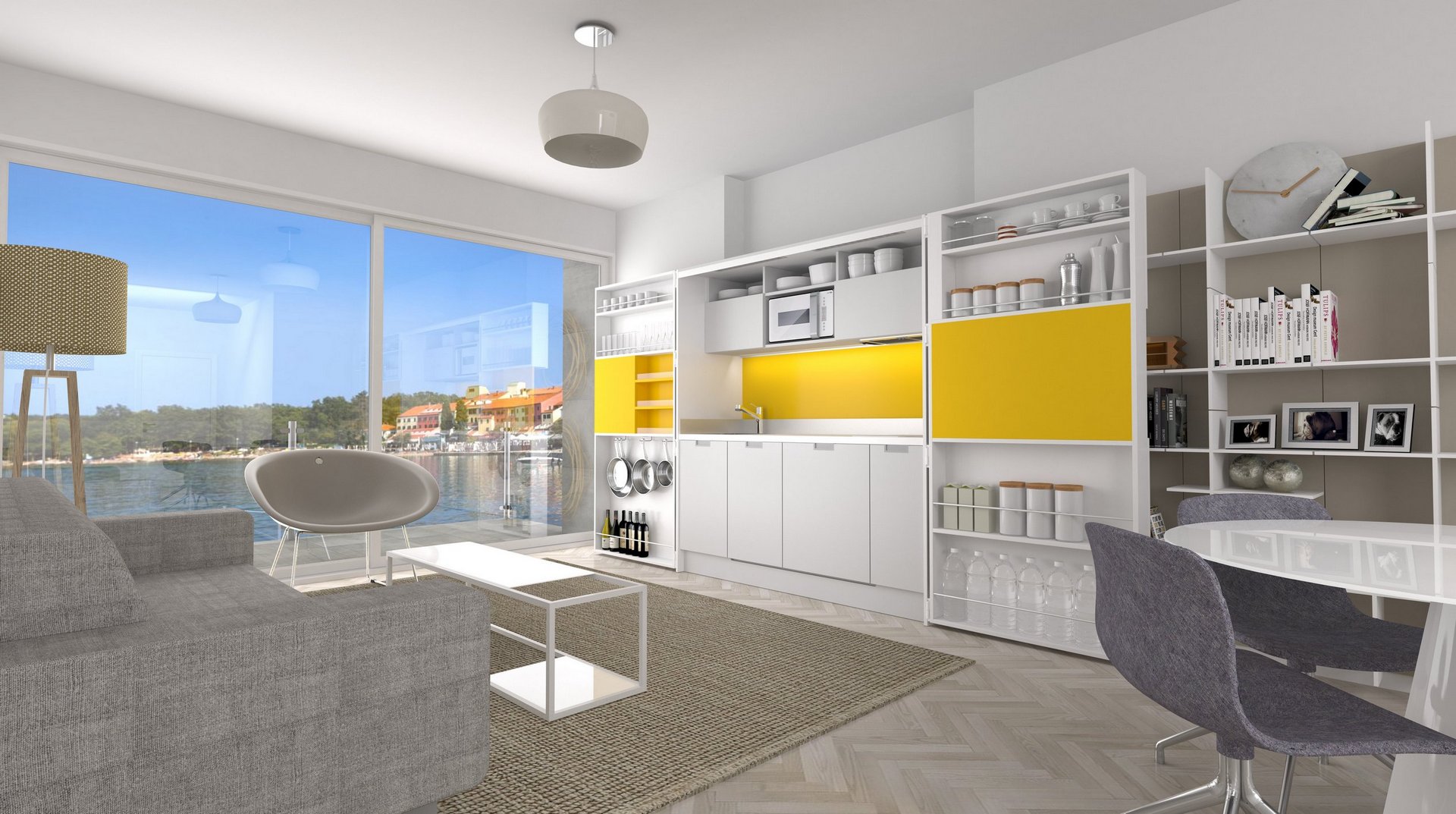 squarerooms-spaceman-compact-kitchen-3d-render-yellow-adaptable-retractable-expandable-furniture