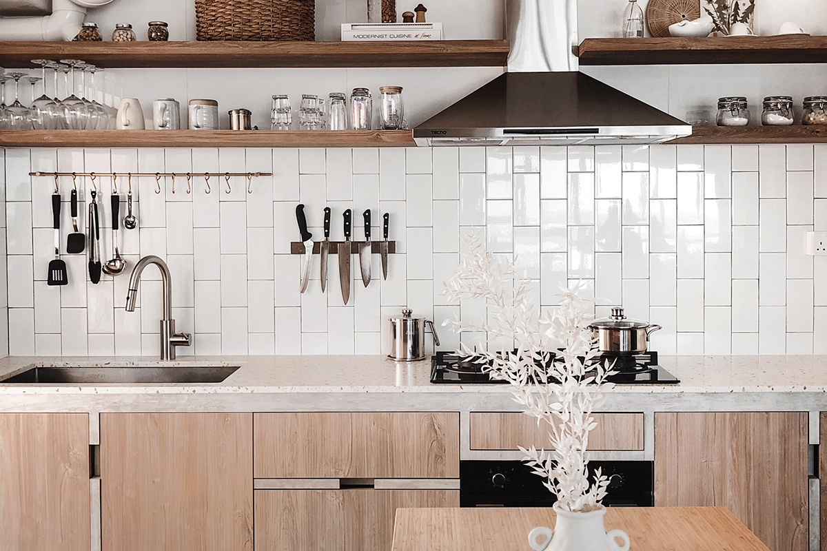 squarerooms monica anne lie kitchen counter wooden minimalist scandinavian white backsplash