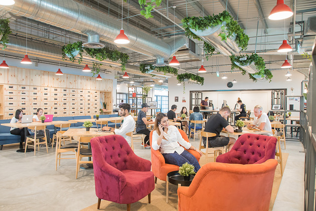 squarerooms the hive lavender cafe lounge red orange chairs coworking space kallang junction