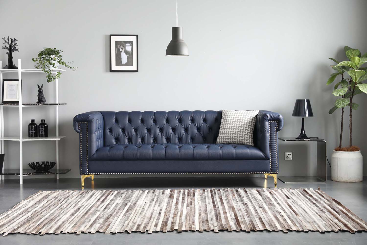 squarerooms bed and basics blue chesterfield leather sofa couch living room