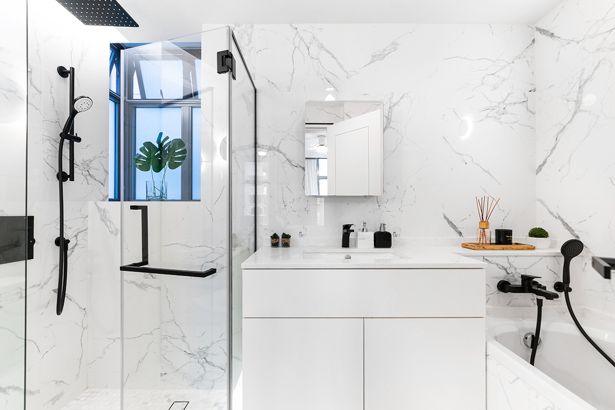 squarerooms fineline design home renovation condo unit eclectic style minimalist white bathroom marble
