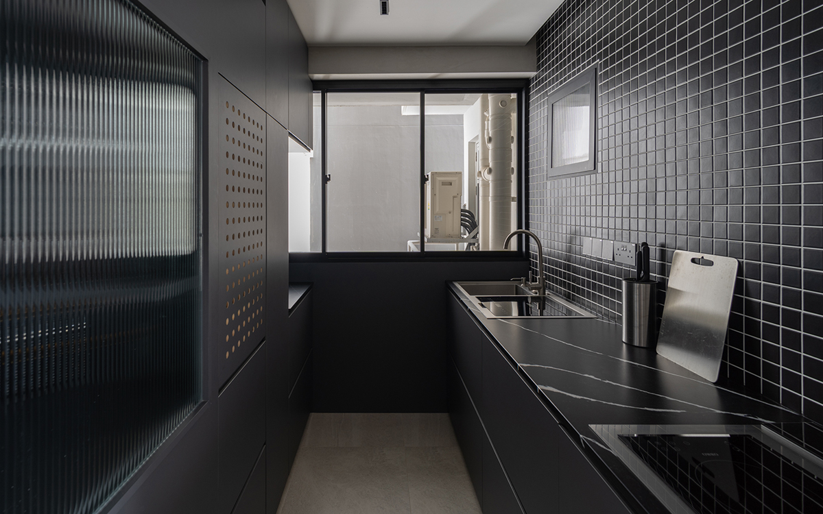 squarerooms arche dark black home hdb renovation bto kitchen