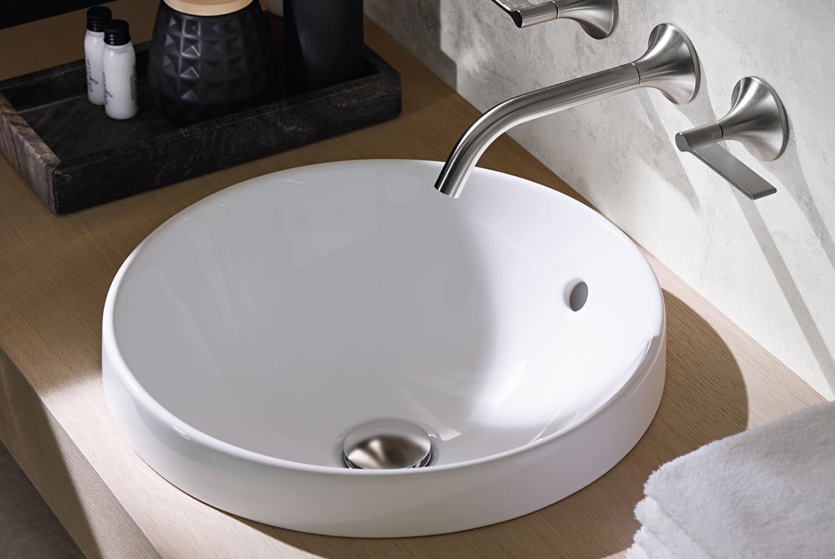 squarerooms bathroom geberit variform washbasin white ceramic sink luxurious countertop round grey