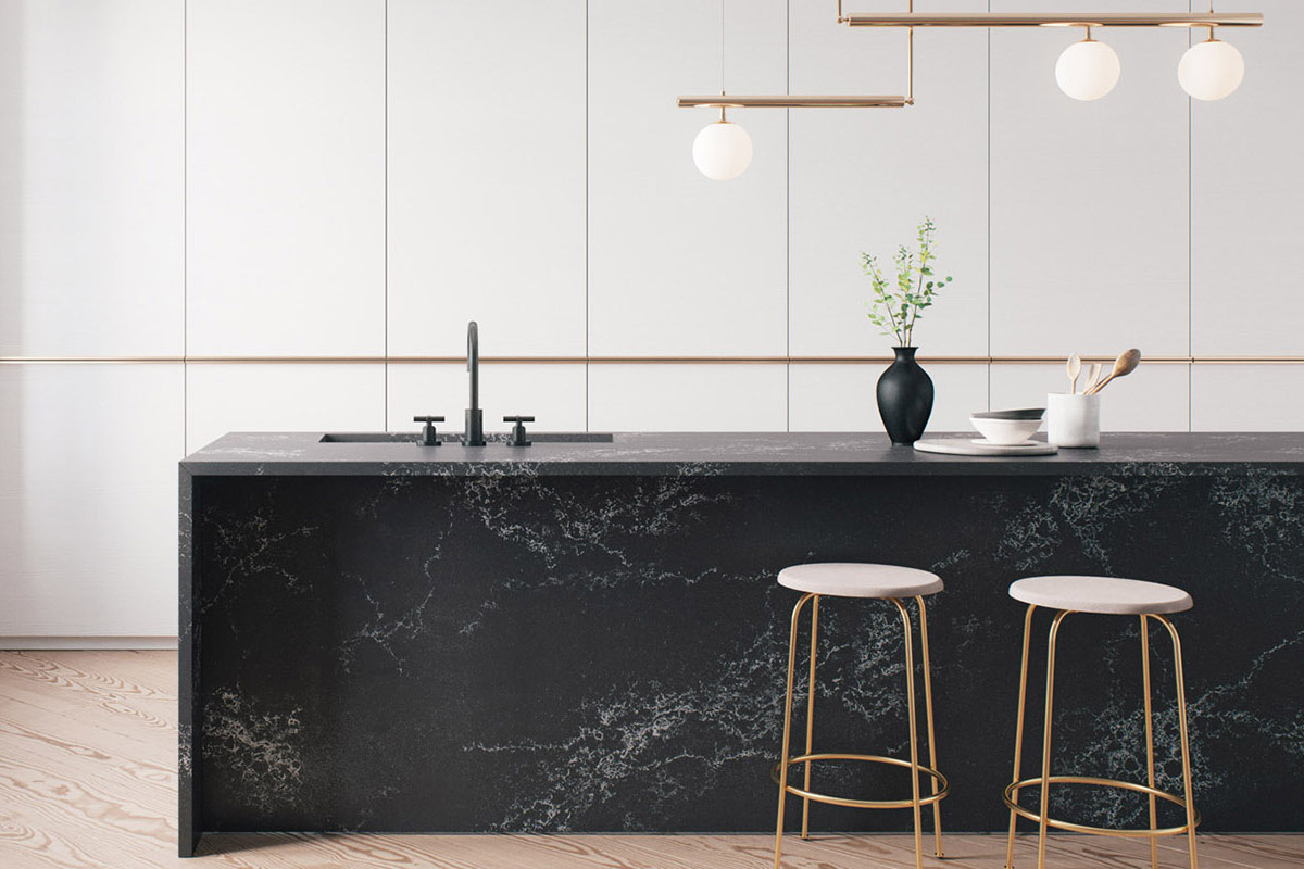 squarerooms caesarstone kitchen dark collection engineered quartz counter surface black