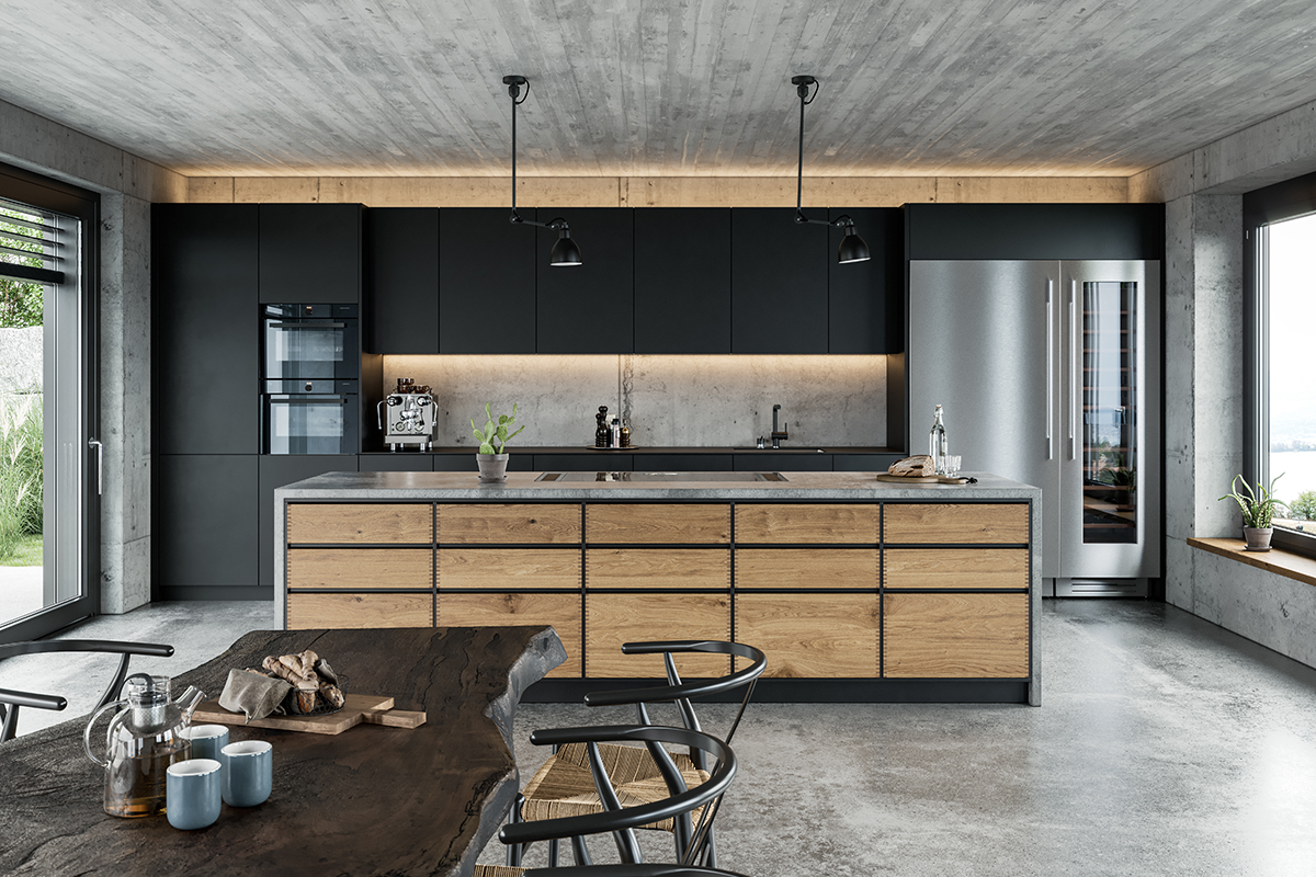 squarerooms vzug kitchen rustic modern industrial grey luxury new fridge