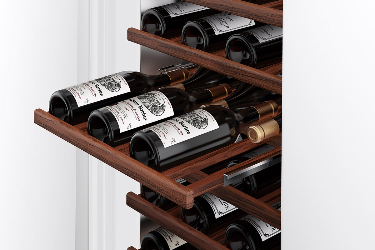 squarerooms vzug new luxury fridge wine cooler with bottles detail