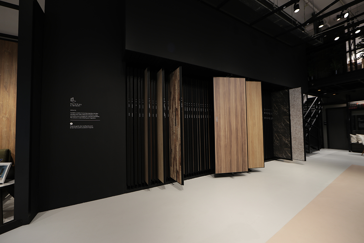 squarerooms lamitak studio showroom laminate tiles samples size wall wood marble stone look selection shop