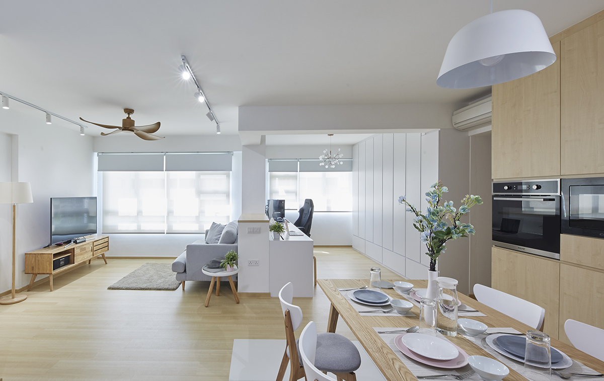 squarerooms ju design hdb renovation living room scandinavian minimalist white wood spacious open