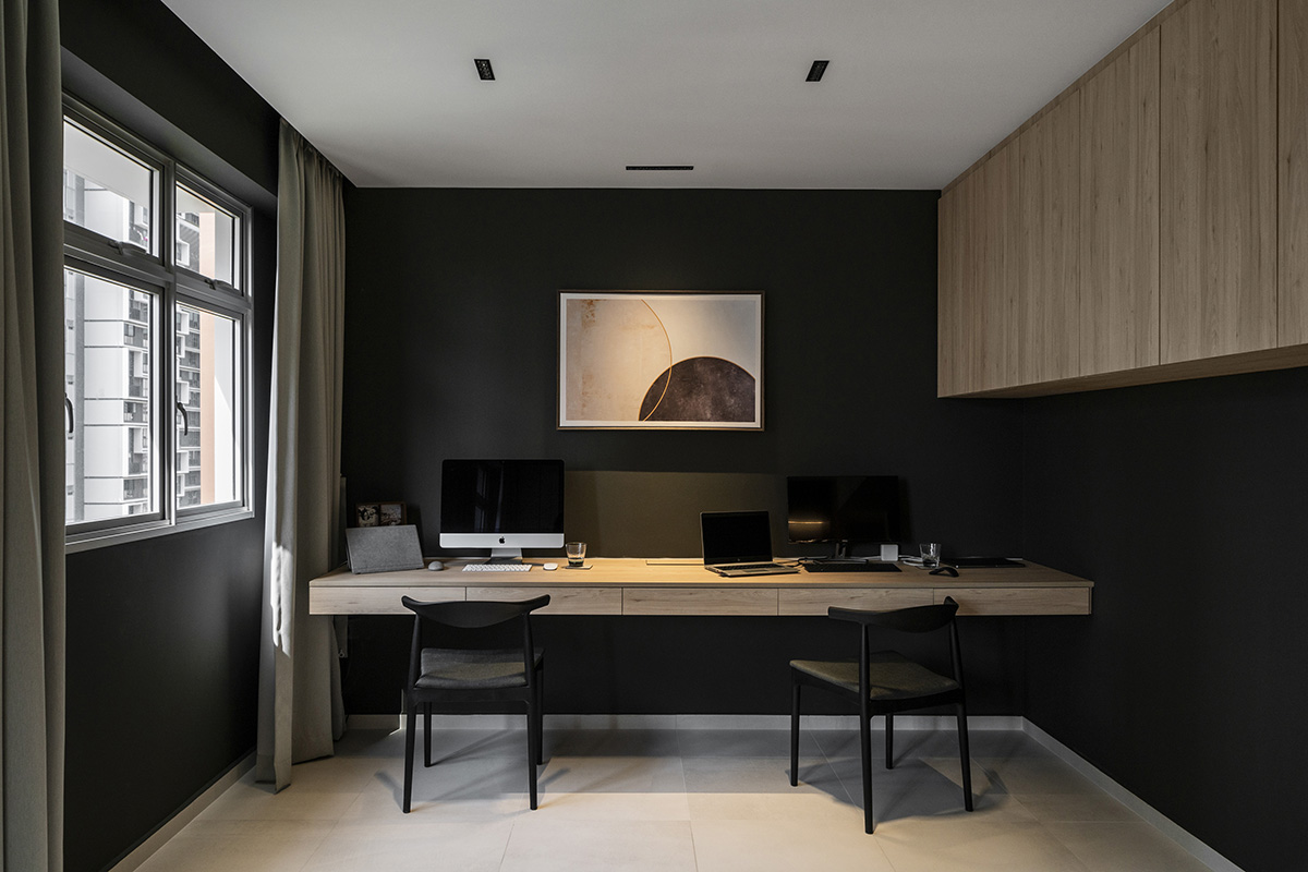 squarerooms mesh werk studio dark minimalist study hdb flat renovation