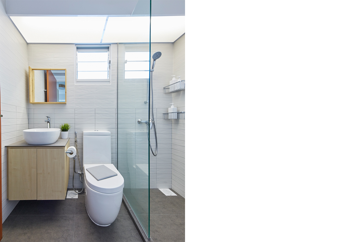 squarerooms bathroom toilet ju design hdb flat renovation white minimalist
