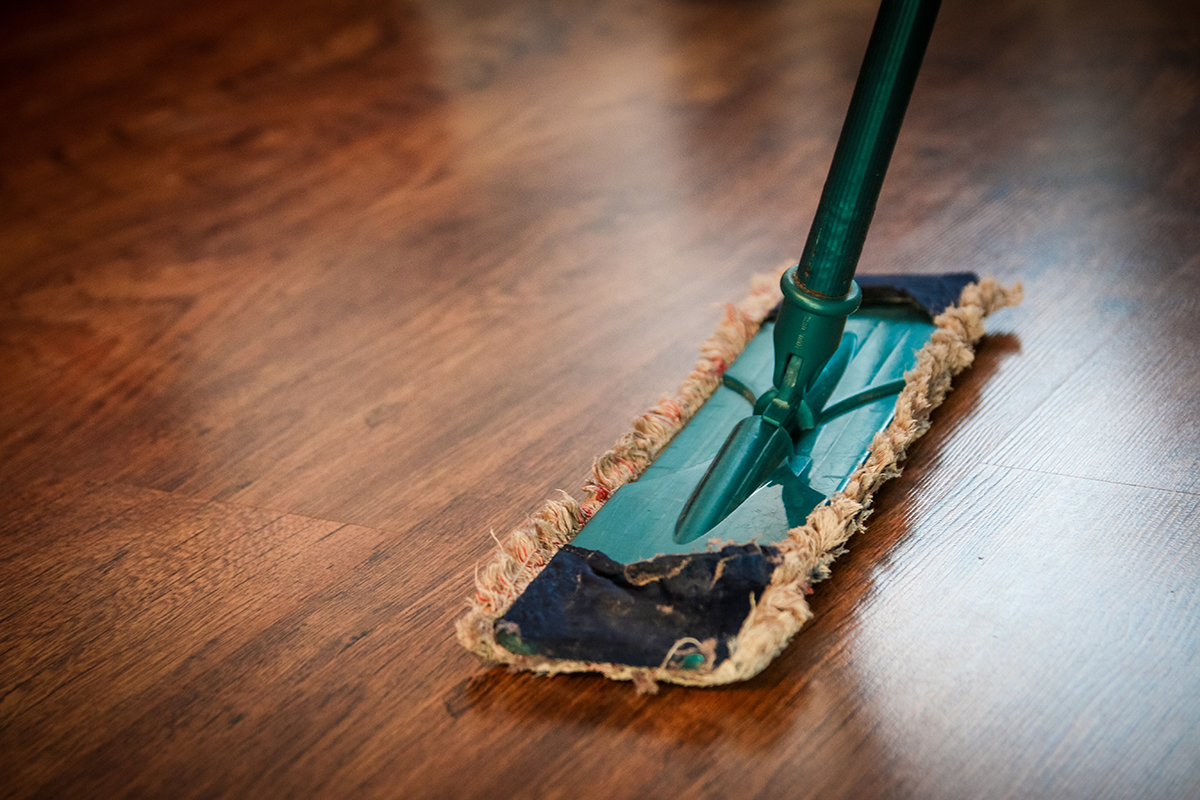 squarerooms dark wooden bamboo floor mop cleaning