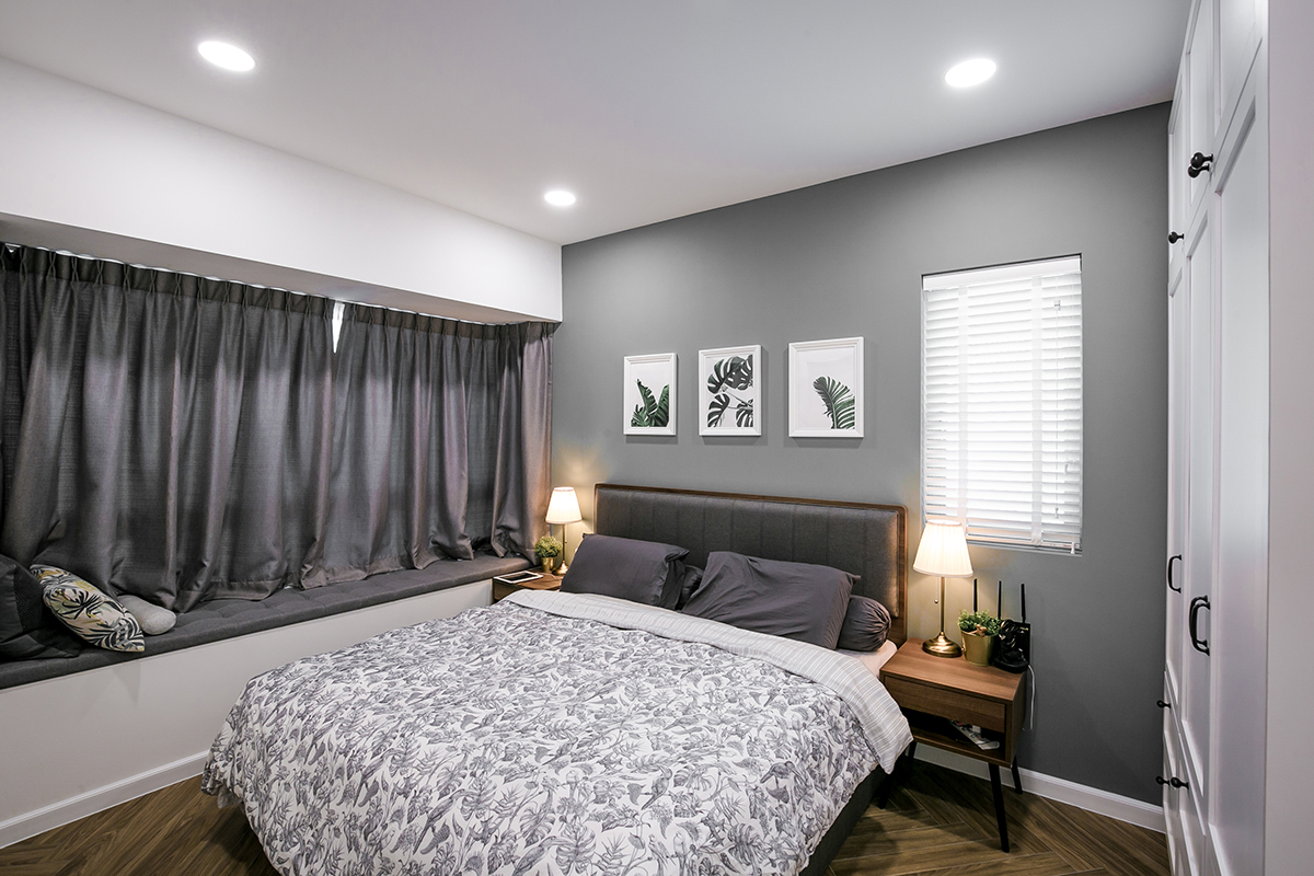 squarerooms fifth avenue interior design resale hdb flat renovation Bedroom grey dark