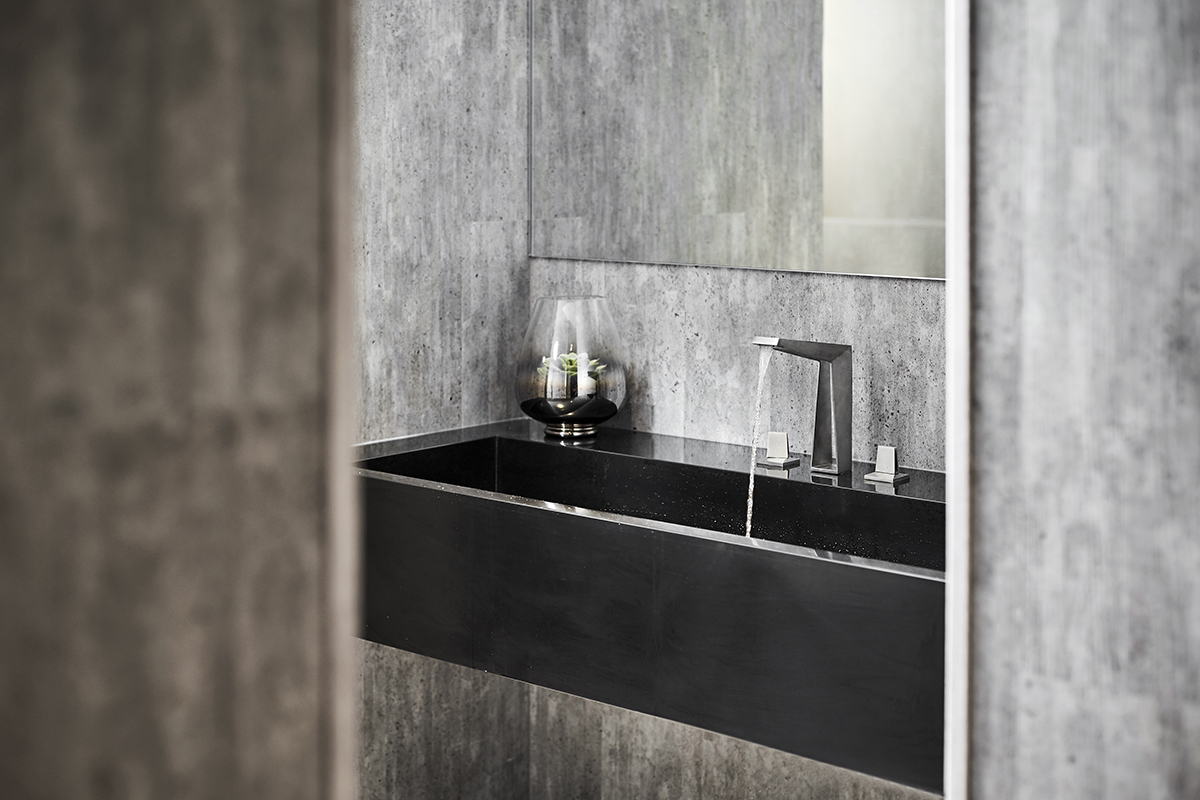 squarerooms grohe icon 3d printed faucet bathroom grey stone sleek minimalist showroom gallery