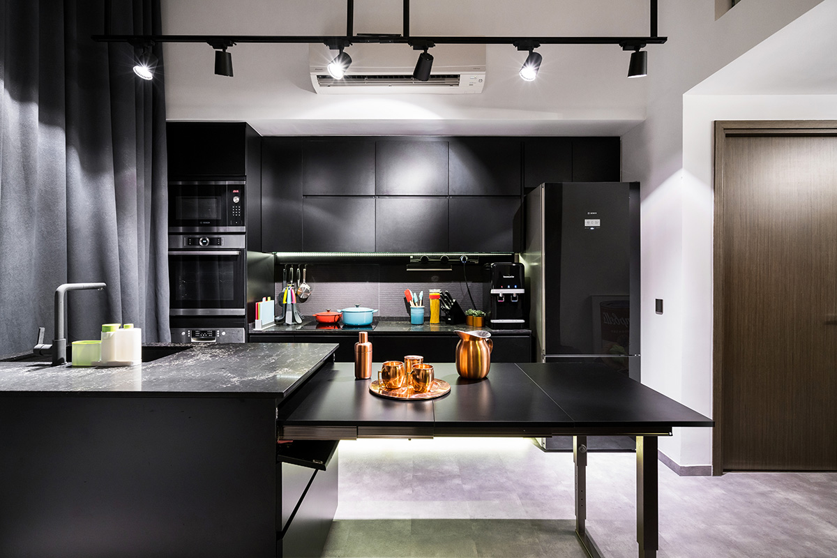 squarerooms fineline design home renovation interior budget cost 30k kitchen black dark monochromatic
