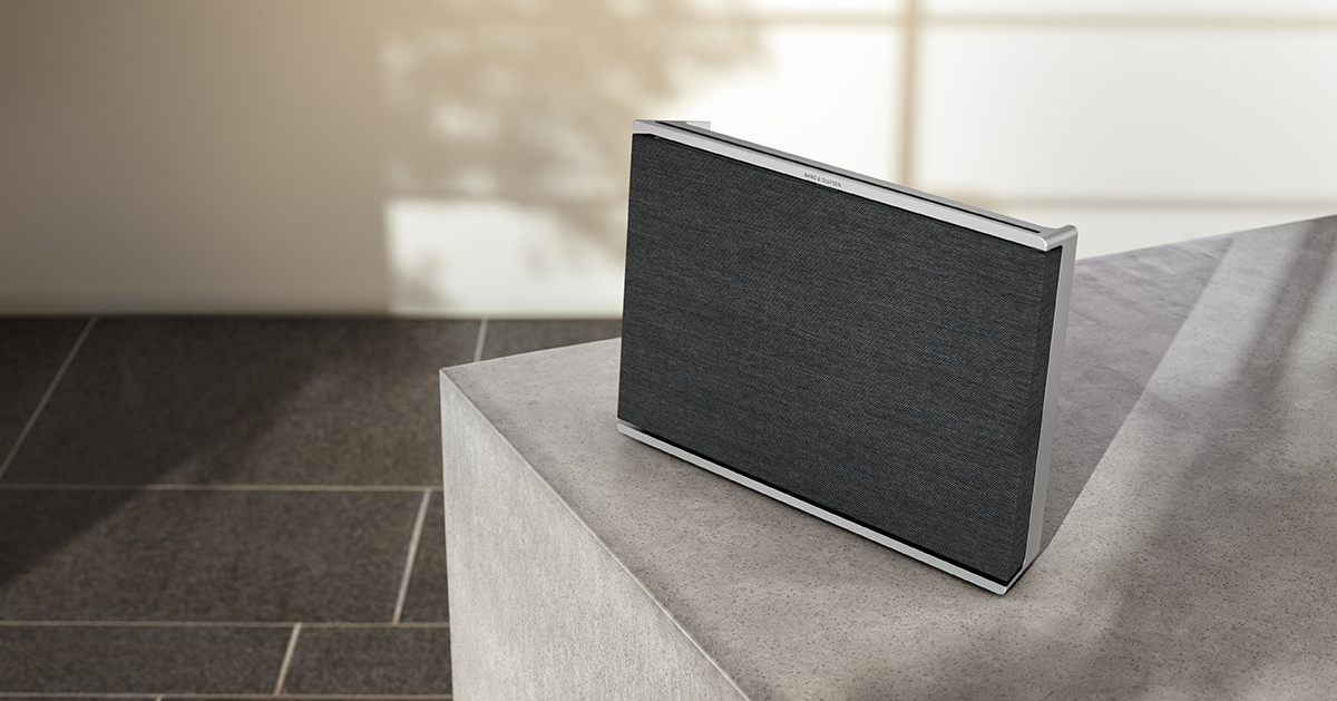 squarerooms bang and olufsen beosound level speaker audio sound new designer black grey minimalist table stone