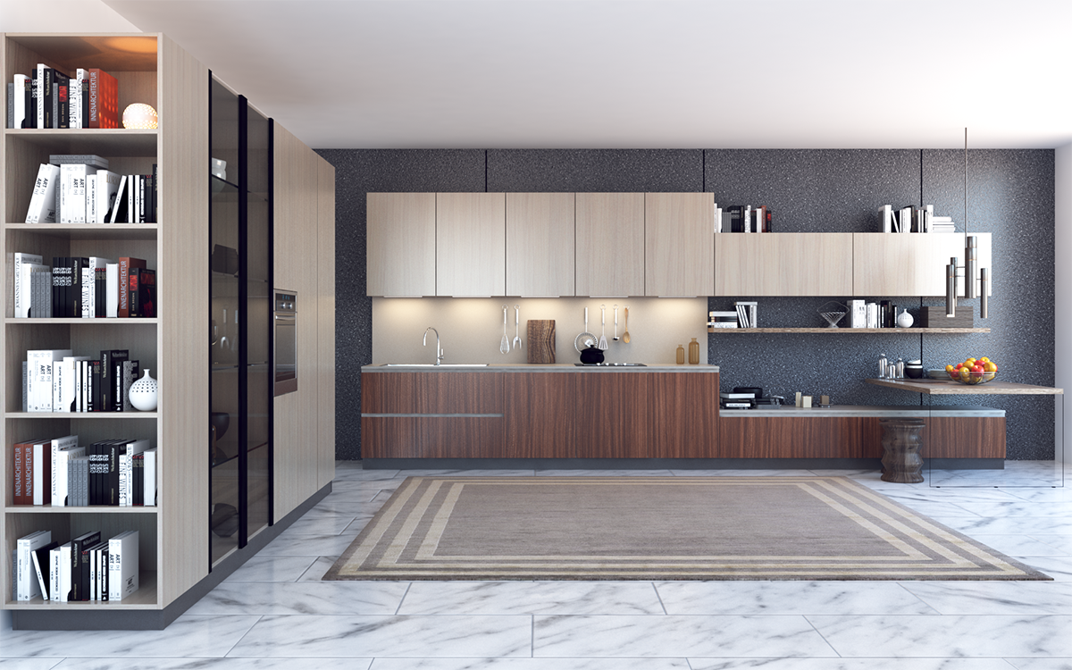 squarerooms arova boxx laminates high pressure avant garde surfaces kitchen blue wood white marble floor