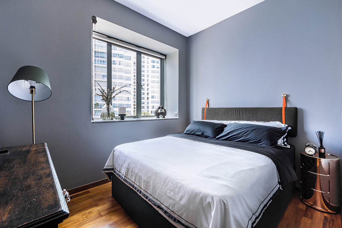squarerooms distinctidentity home condo renovation minimalist modern chic bedroom master suite grey white monochromatic