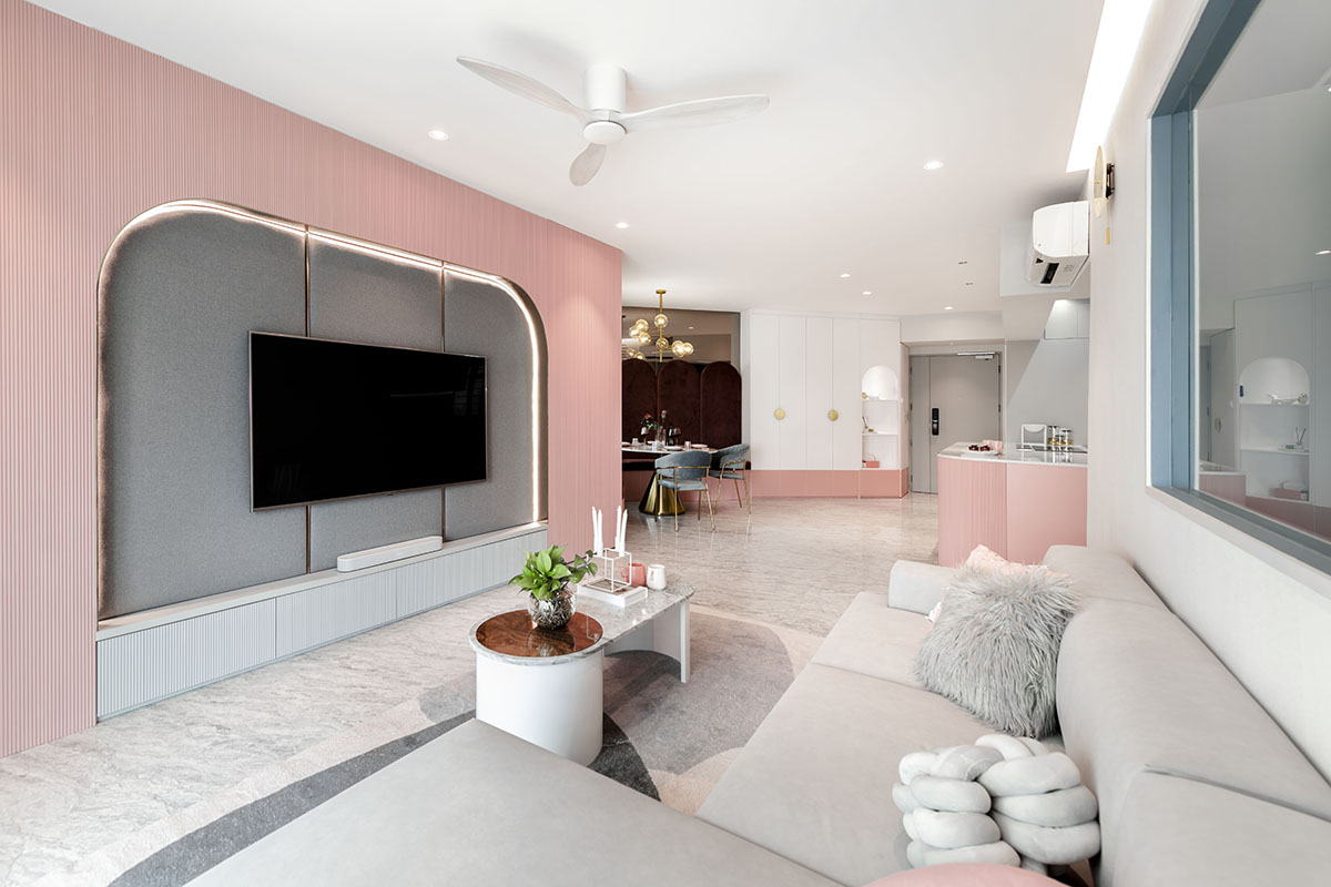 squarerooms Mr Shopper studio pink living room
