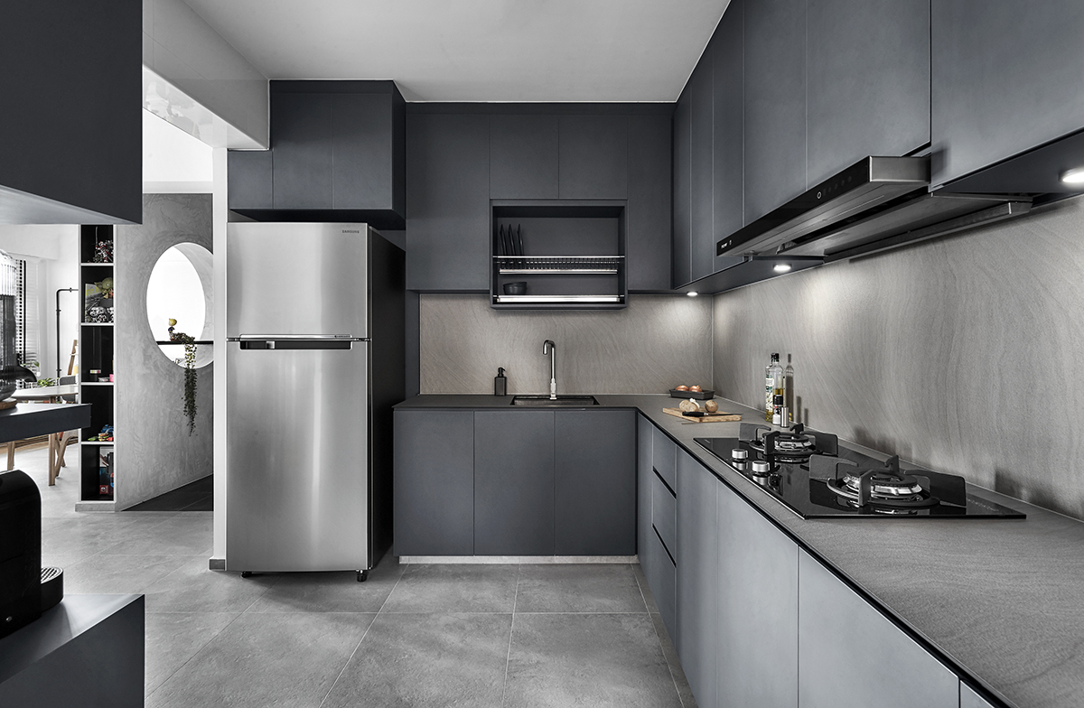 squarerooms blend by imc interior home design renovation makeover 4 room bto hdb flat minimalist dark grey kitchen