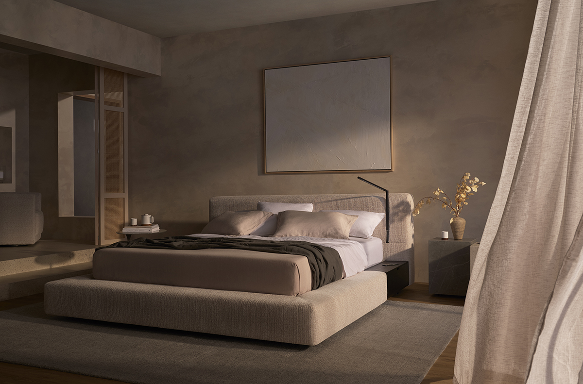 squarerooms king living jasper bed neutral desert minimalist tones storage frame