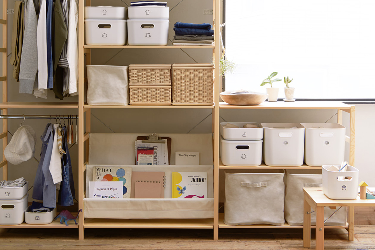 squarerooms muji jem store reopening new products lower prices japandi scandi minimalist wood shelves shelving unit storage simple