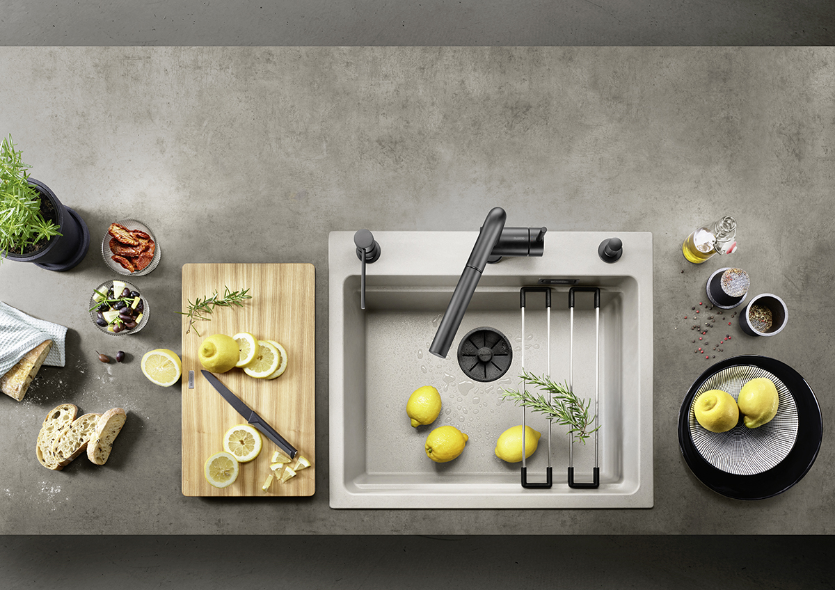 squarerooms blanco kitchen sink grey countertop food flatlay lemons
