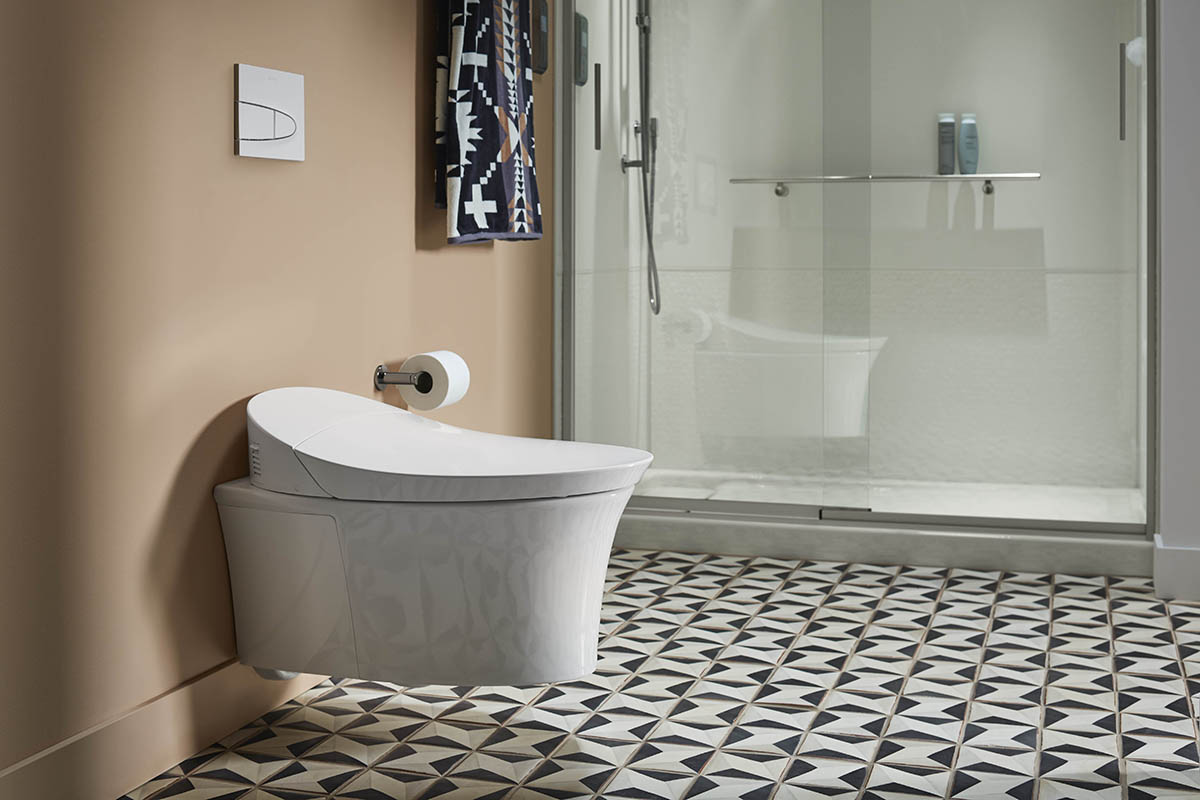 squarerooms veil intelligent touchless toilet bathroom pink cream modern tiles