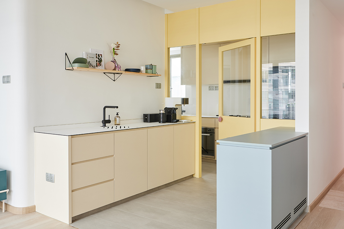 squarerooms studio 44 fortyfour condominium home renovation interior design bedok family yellow pastel kitchen