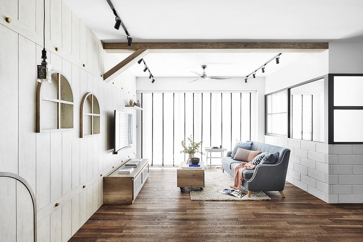 squarerooms cottagecore rustic home design aesthetic look style interior makeover renovation wooden floors dan's workshop panels white beam ceiling wood