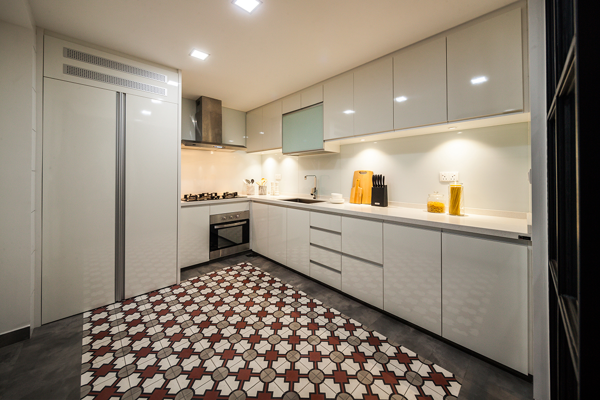 squarerooms richfield integrated singapore home renovation condominium unit contemporary modern design style makeover white kitchen tiles pattern floor