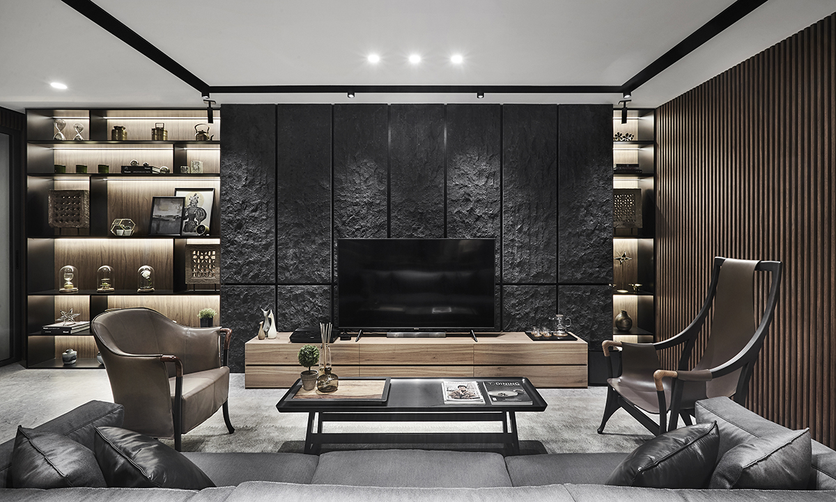 squarerooms akiHAUS singapore local home renovation interior design makeover look style modern living room monochromatic black grey