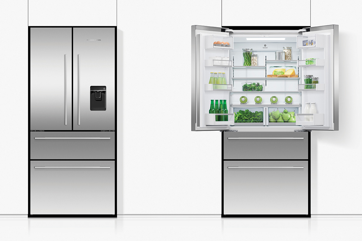 squarerooms fisher and paykel fridge kitchen appliance refrigerator cooler inside shelves food storage