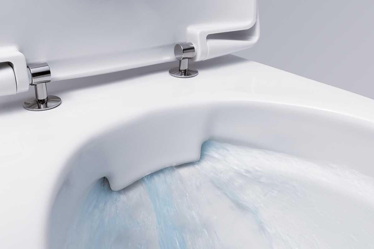 squarerooms geberit toilet bathroom white wall mounted minimalist modern futuristic luxury rimfree blue water easy cleaning