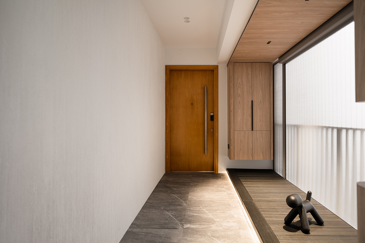 squarerooms kdot interior design home condominium renovation makeover style look minimalist wood aesthetic entrance door balcony