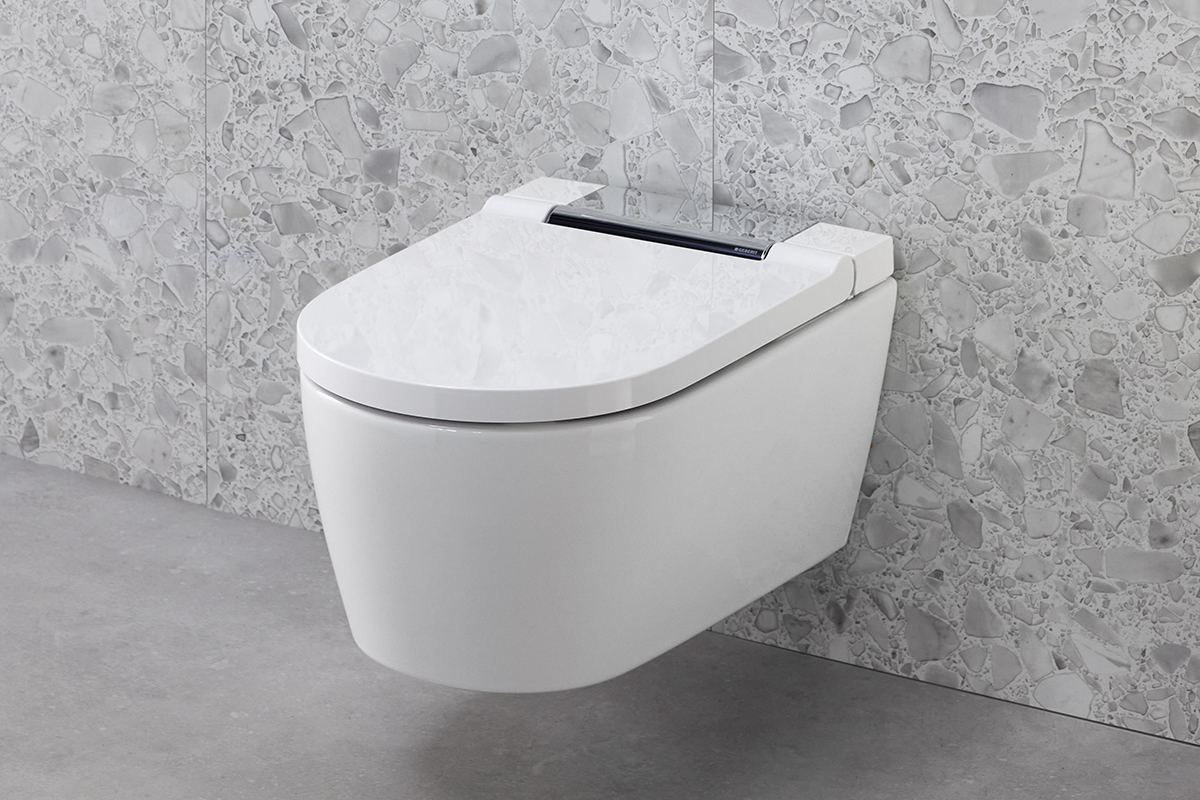 squarerooms geberit aquaclean sela wall hung floating toilet wc modern luxurious luxury bathroom white grey