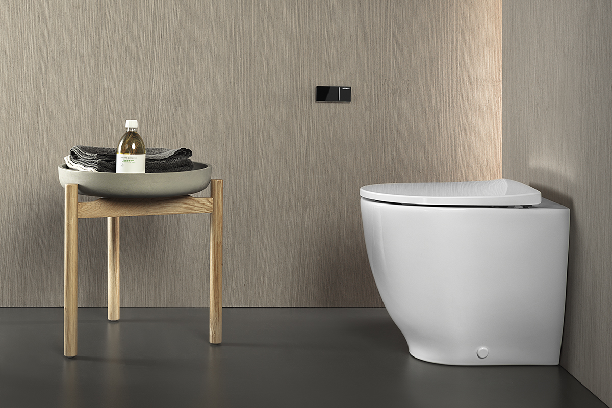 squarerooms geberit acanto floor standing wc toilet bowl modern small luxury luxurious bathroom dim strip lights