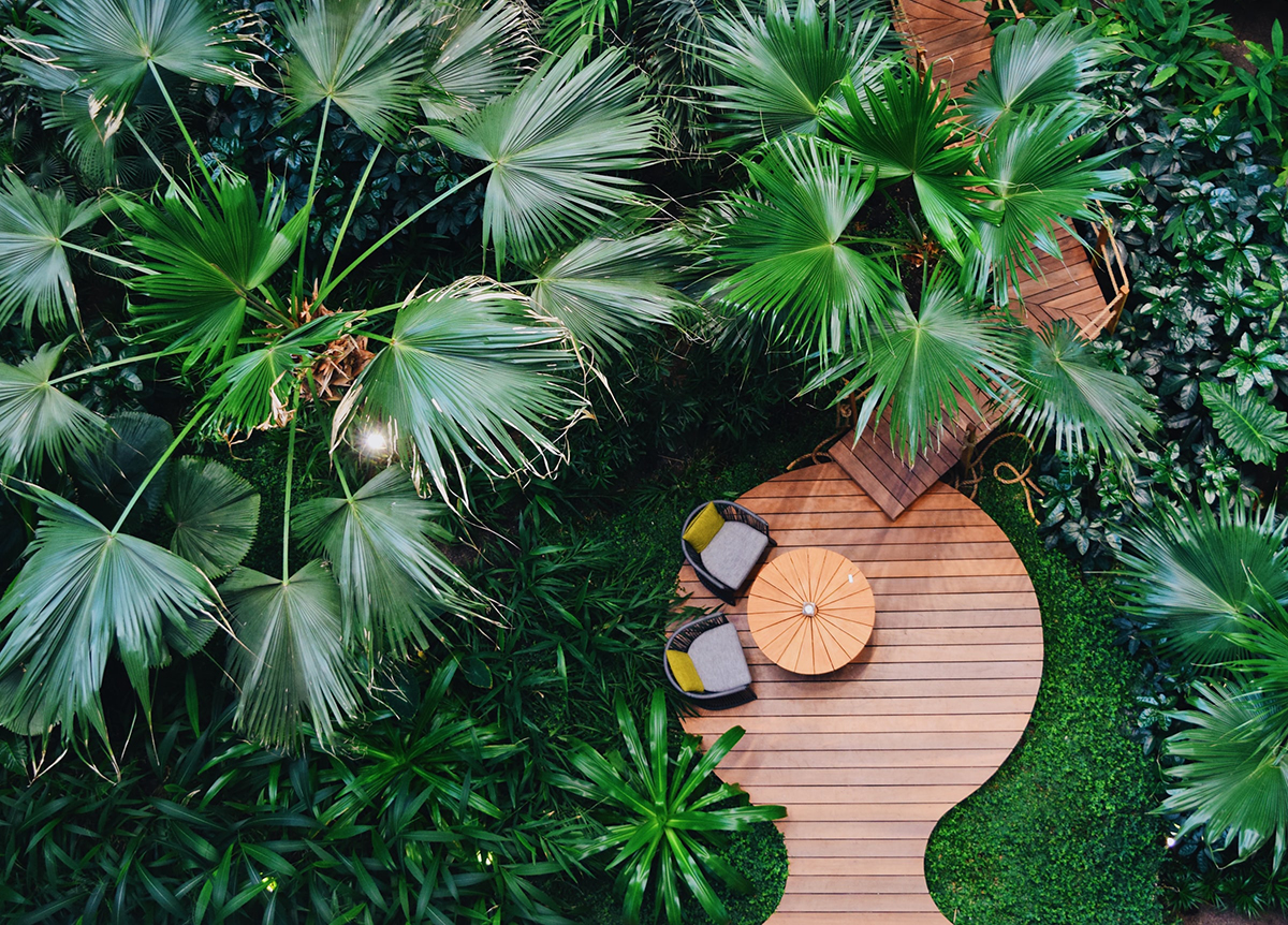 squarerooms find design fair asia event design industry global international singapore 2022 garden top down view plants seating deck