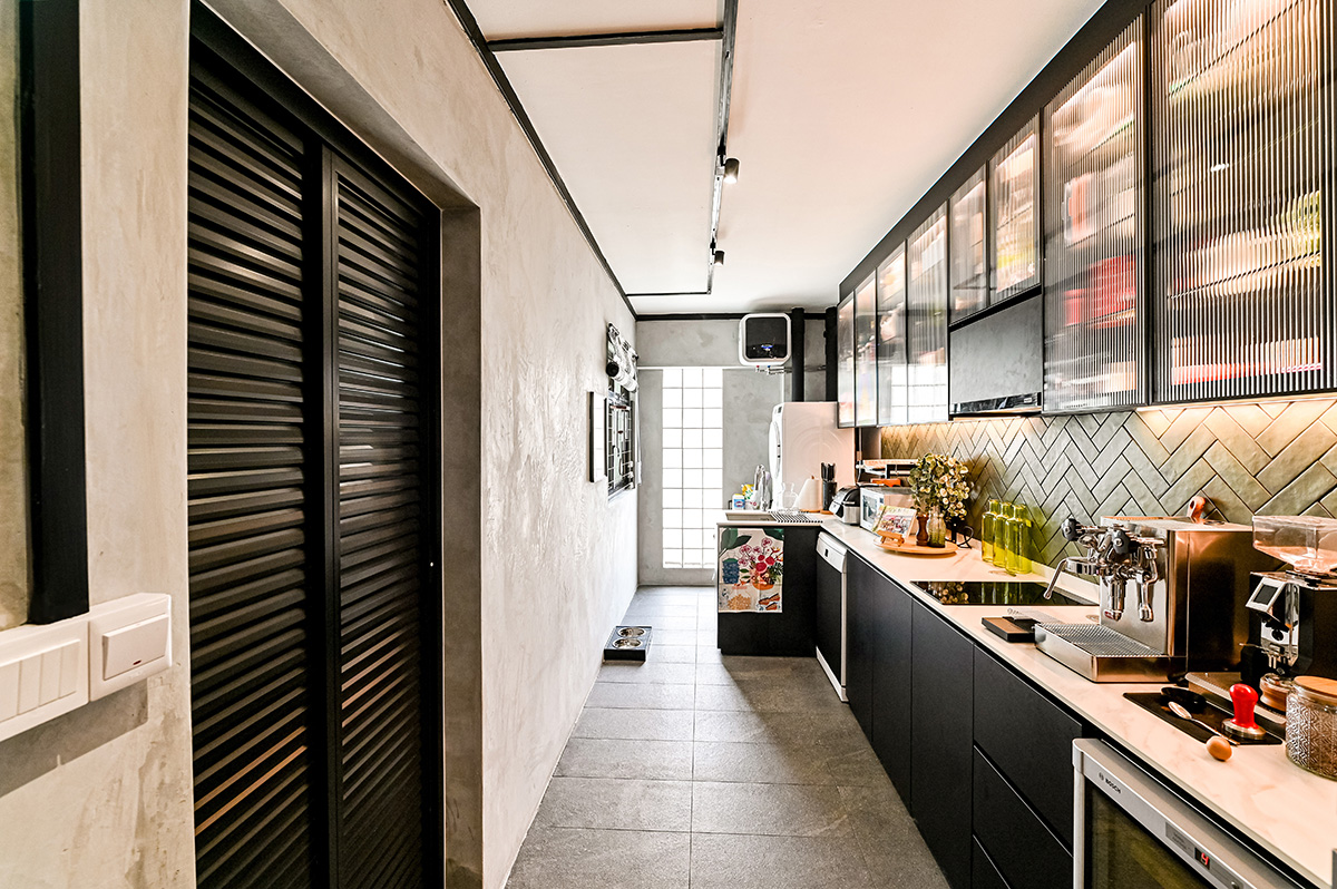squarerooms swift interior design makeover 5 room hdb home renovation modern contemporary style black white industrial kitchen