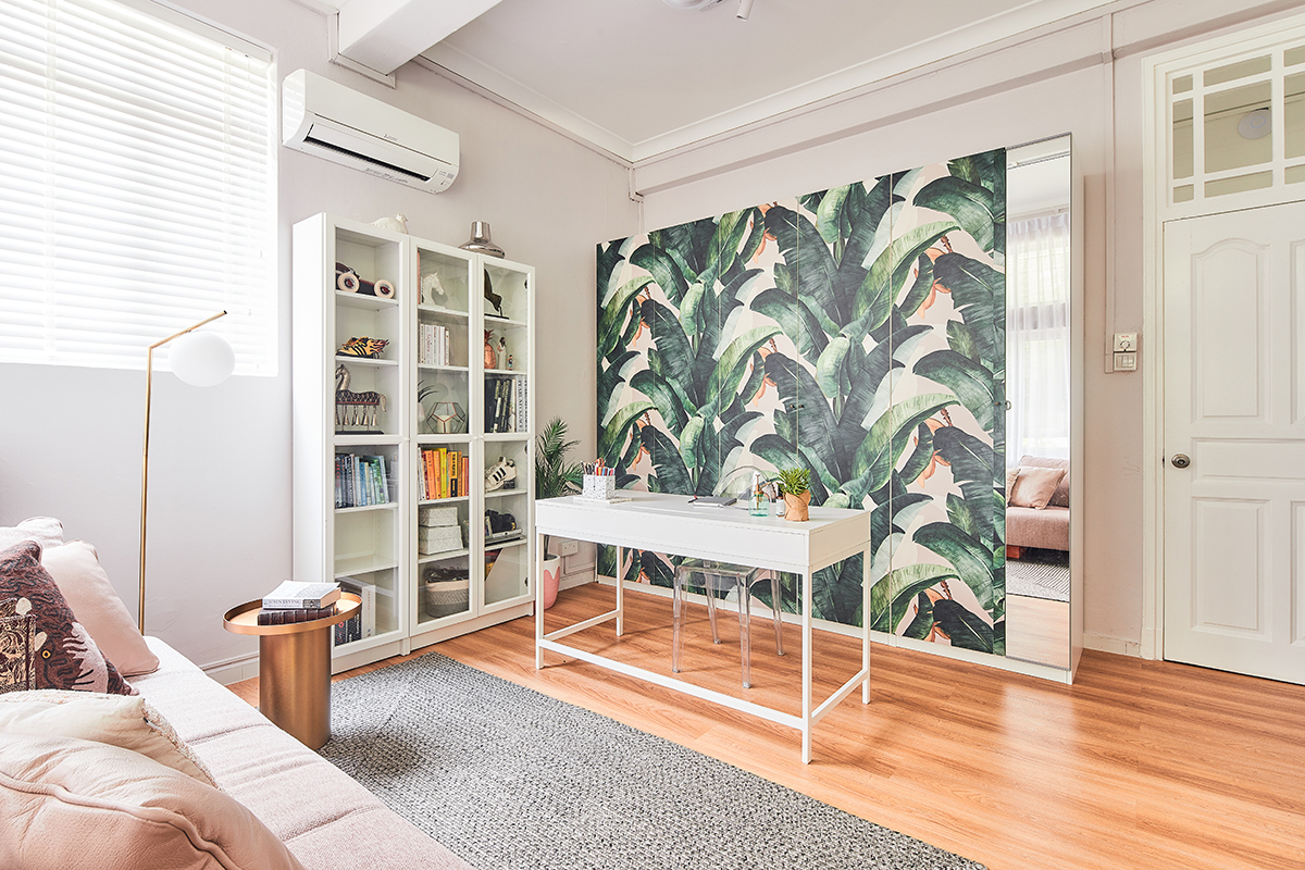 squarerooms make room singapore home styling furnishing aesthetic interiors bedroom wardrobe tropical botanical wallpaper dressing room