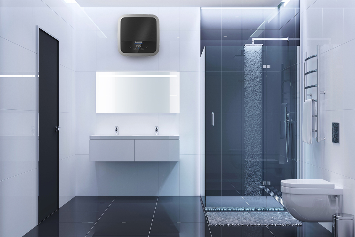 squarerooms ariston water heater wifi storage bathroom