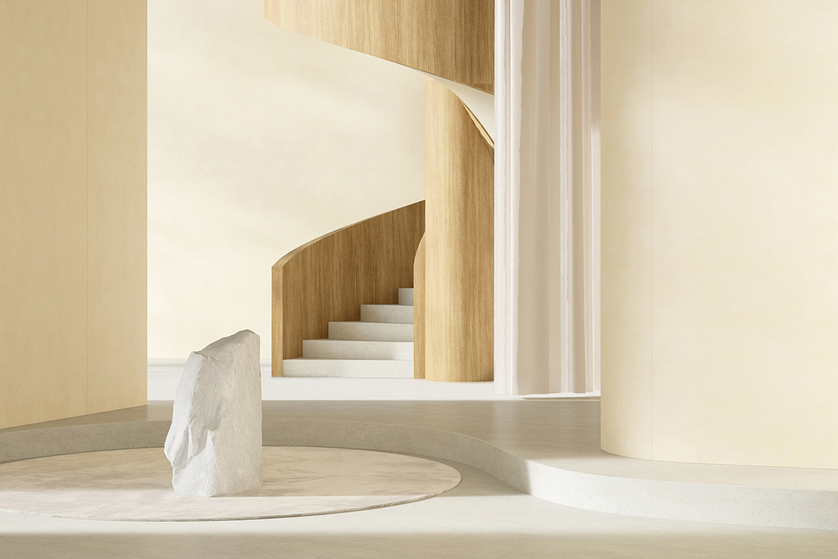 squarerooms lamitak laminates intervention collection staircase desert colours cream white