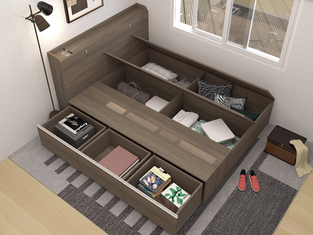 squarerooms picket & rail tatami storage bed base compartments